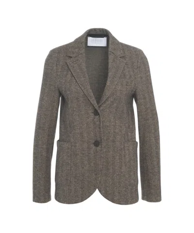 Harris Wharf London Single-breasted Houndstooth Blazer With Notched Lapels And Patch Pockets In Gray