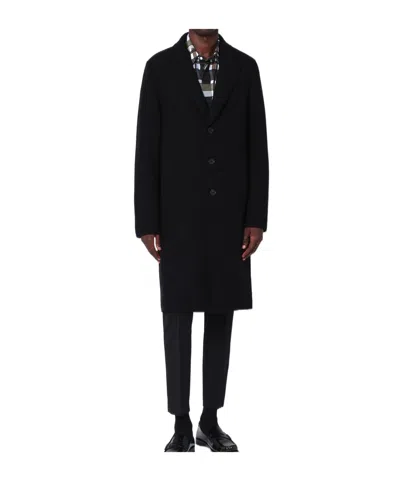 Harris Wharf London Black Single-breasted Wool Coat Men