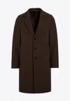 Harris Wharf London Single Breasted Coat In Virgin Wool In Brown