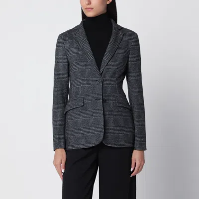 Harris Wharf London Checked Tailored Jacket Notched Lapels Pockets In Gray