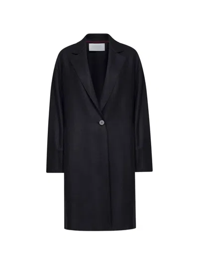 Harris Wharf London Single-breasted Wool-blend Coat In Blue