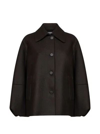 Harris Wharf London Single-breasted Wool-blend Coat In Brown