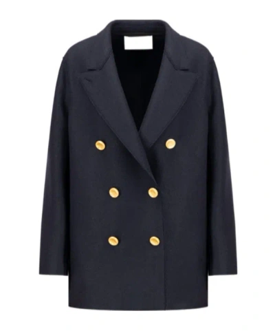 Harris Wharf London Slouchy Peacoat Pressed Wool In Blue