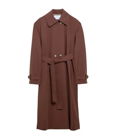 Harris Wharf London Spread-collar Belted Trench Coat In Red