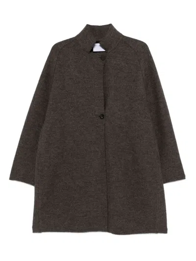 Harris Wharf London Stand-collar Coat In Brown