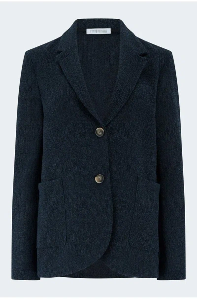 Harris Wharf London Stand Up Collar Blazer In Blue Black