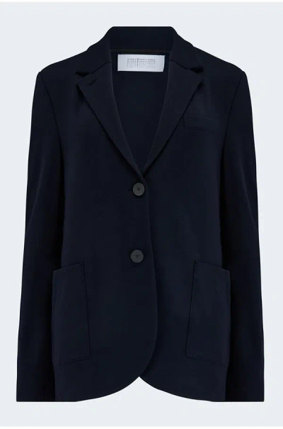 Harris Wharf London Stand Up Collar Blazer In Navy Blue