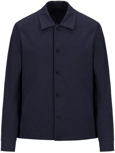 Harris Wharf London Striped Shirt Jacket In Blue
