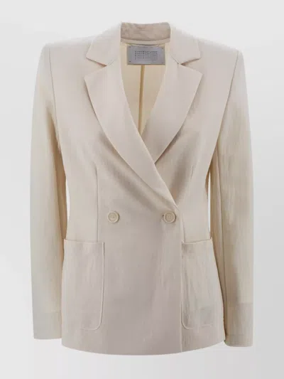 Harris Wharf London Structured Double-breasted Blazer With Notched Lapels In Neutral