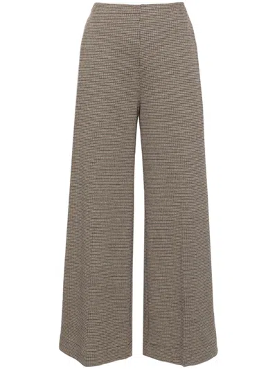 Harris Wharf London Tattersall-check Flared Trousers In Brown