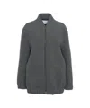 Harris Wharf London Textured Virgin Wool Oversized Bomber Jacket In Gray