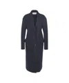 Harris Wharf London Timeless Virgin Wool Long Coat With Tailored Fit And Flap Pockets In Blue