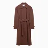 Harris Wharf London Spread-collar Belted Trench Coat In Brown