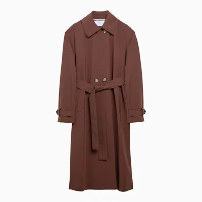 Harris Wharf London Spread-collar Belted Trench Coat In Brown