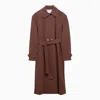 Harris Wharf London Spread-collar Belted Trench Coat In Brown