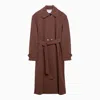 Harris Wharf London Spread-collar Belted Trench Coat In Brown