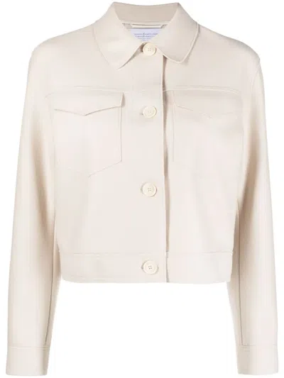Harris Wharf London Virgin Wool Cropped Jacket In Nude