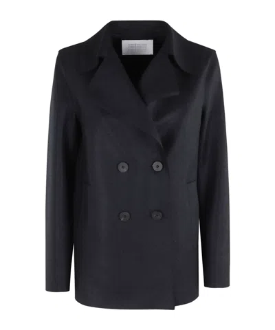 Harris Wharf London Virgin Wool Double-breasted Blazer In Blue