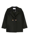 Harris Wharf London Virgin-wool Double-breasted Coat In Black