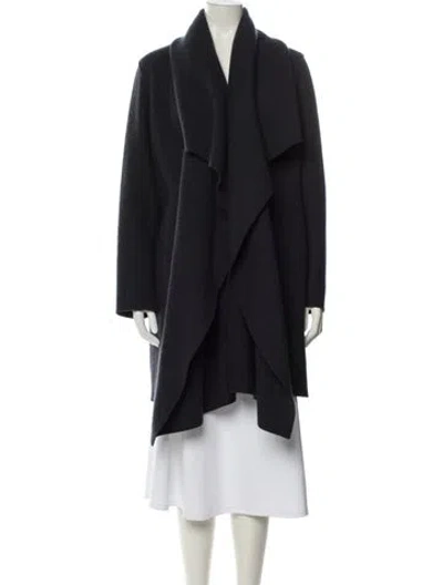 Pre-owned Harris Wharf London Virgin Wool Faux Fur Coat In Black