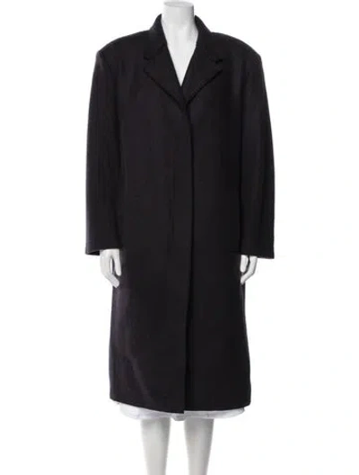 Pre-owned Harris Wharf London Virgin Wool Faux Fur Coat In Blue
