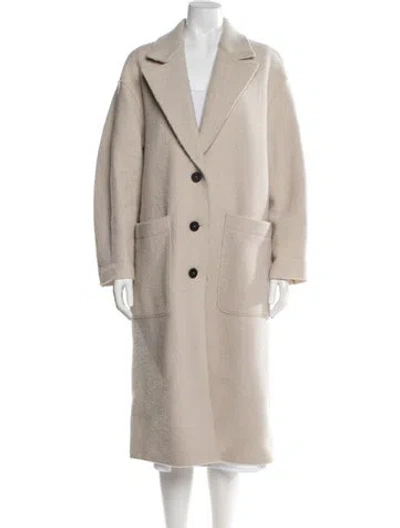 Pre-owned Harris Wharf London Virgin Wool Faux Fur Coat In Neutral