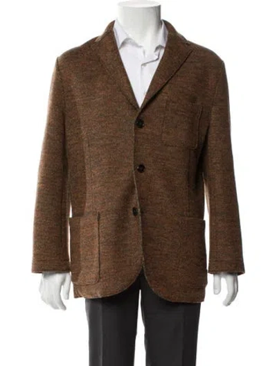 Pre-owned Harris Wharf London Virgin Wool Patterned Blazer In Brown
