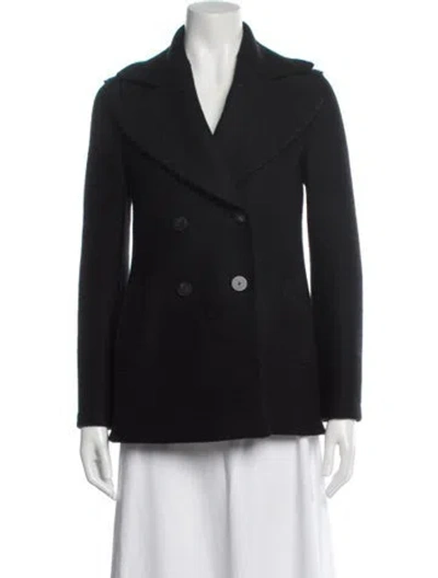 Pre-owned Harris Wharf London Virgin Wool Peacoat In Black