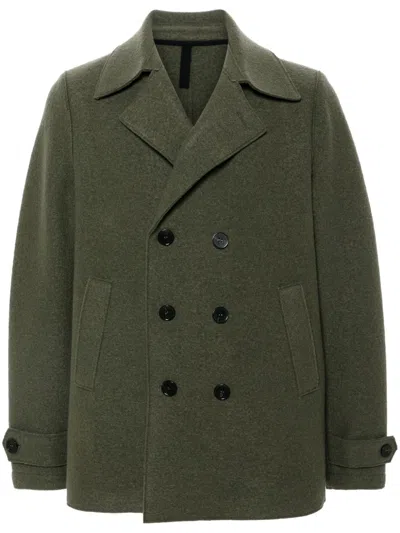 Harris Wharf London Virgin Wool Peacoat In Hunting Green