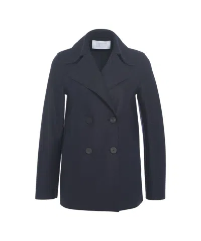 Harris Wharf London Virgin Wool Peacoat With Double-breasted Closure And A-line Silhouette In Gray