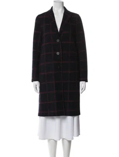 Pre-owned Harris Wharf London Virgin Wool Plaid Print Coat In Black