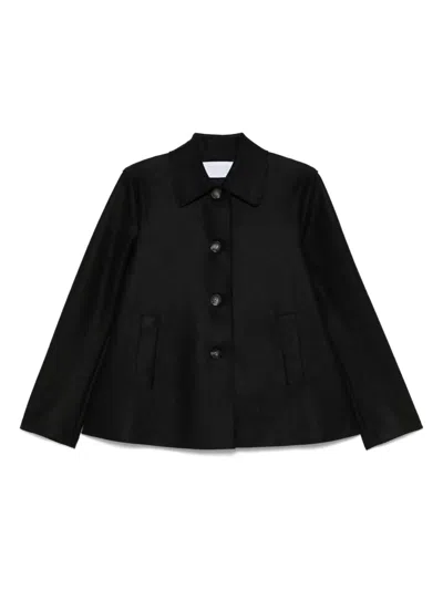 Harris Wharf London Virgin Wool Shirt Jacket In 黑色