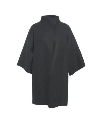 Harris Wharf London Virgin Wool Short Coat With High Collar And Wide Sleeves In Black