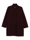 Harris Wharf London Wool Coat With High Neck And Raglan Sleeves In Burgundy