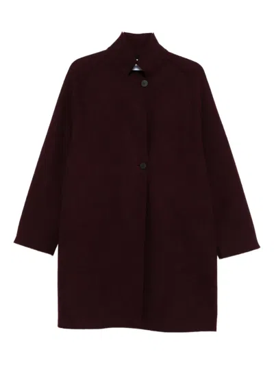 Harris Wharf London Wool Coat With High Neck And Raglan Sleeves In Burgundy