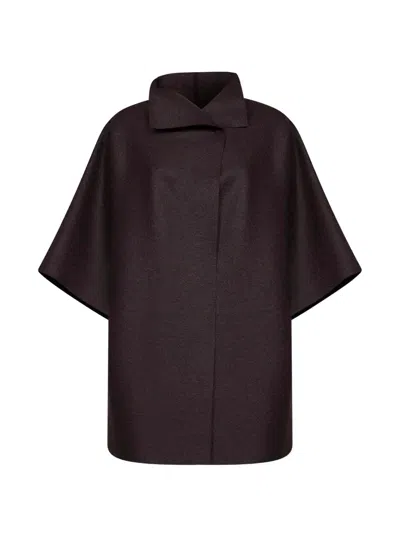 Harris Wharf London Virgin-wool Short-sleeve Coat In Brown