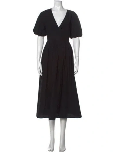 Pre-owned Harris Wharf London V-neck Midi Length Dress In Black