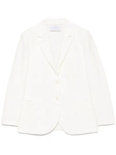 HARRIS WHARF LONDON WHITE CRINKLED SHOULDER-PADS BLAZER