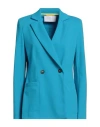 Harris Wharf London Woman Blazer Azure Size 8 Viscose, Polyamide, Elastane In Blue