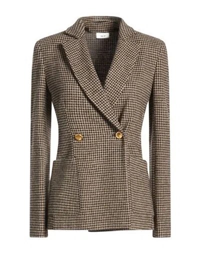 Harris Wharf London Woman Blazer Brown Size 12 Virgin Wool, Cotton, Polyamide, Elastane