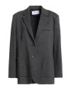 Harris Wharf London Woman Blazer Charcoal Size 8 Cotton, Wool, Polyester In Black