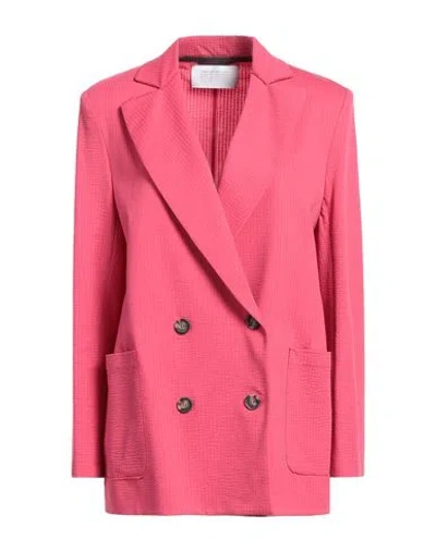 Harris Wharf London Woman Blazer Fuchsia Size 6 Cotton, Polyester In Pink
