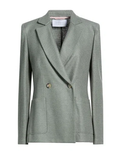 Harris Wharf London Woman Blazer Khaki Size 6 Linen, Cotton In Green
