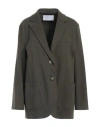Harris Wharf London Woman Blazer Military Green Size 6 Cotton In Green