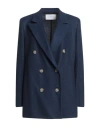 Harris Wharf London Woman Blazer Navy Size 6 Linen, Cotton
