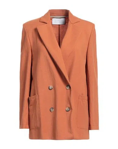 Harris Wharf London Woman Blazer Rust Size 10 Viscose, Polyamide In Red