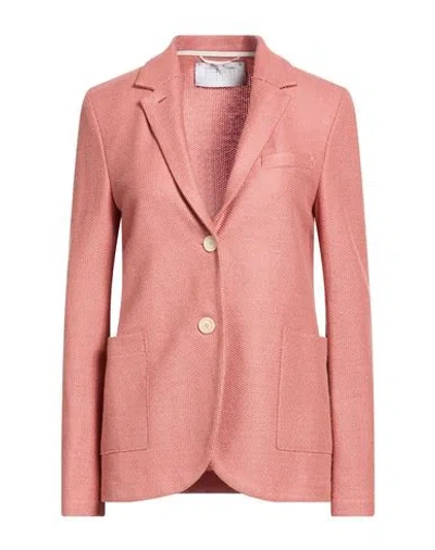Harris Wharf London Woman Blazer Salmon Pink Size 6 Linen, Cotton