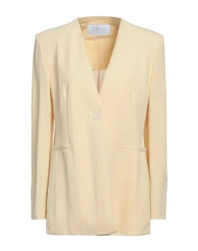 Harris Wharf London Woman Jacket Pastel Yellow Size 10 Viscose, Polyamide In Beige