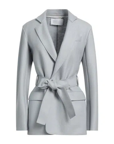 Harris Wharf London Woman Suit Jacket Sky Blue Size 6 Textile Fibers