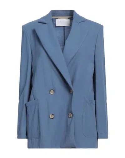 Harris Wharf London Woman Blazer Slate Blue Size 4 Viscose, Polyamide